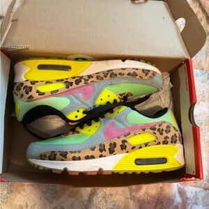 Nike Women Sneakers with Leopard Print - Pink, Yellow, and Green